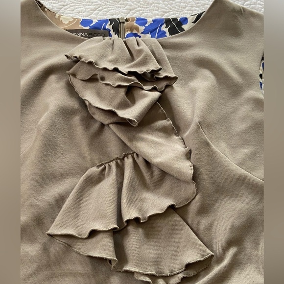 Donna Ricco Taupe Ruffled Layered Look Knee Length Midi Dress Feminine Size 12 - Picture 6 of 11